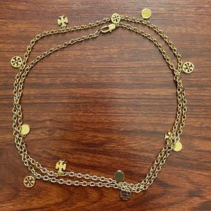 Tory Burch Gold Logo Necklace on 36" Chain